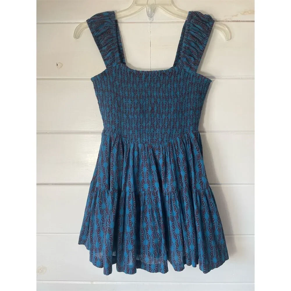 Free People Sweet Annie Mini Dress XS Tiered Cotton Boho Summer - Picture 5 of 12